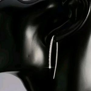 Threaders Silver CZ earrings half hoop